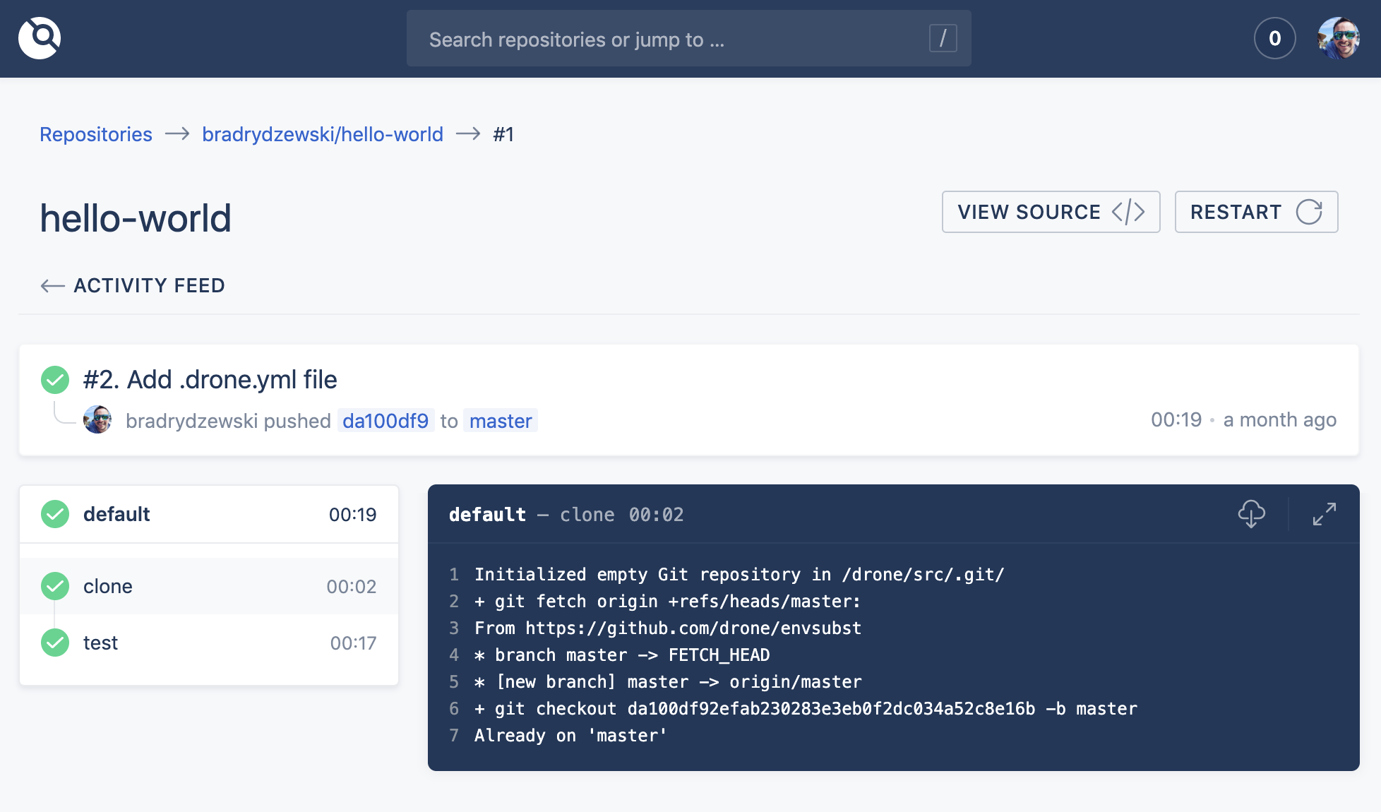 continuous integration results